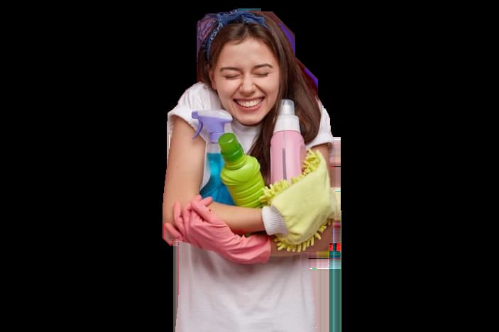 laughing girl holding bottles